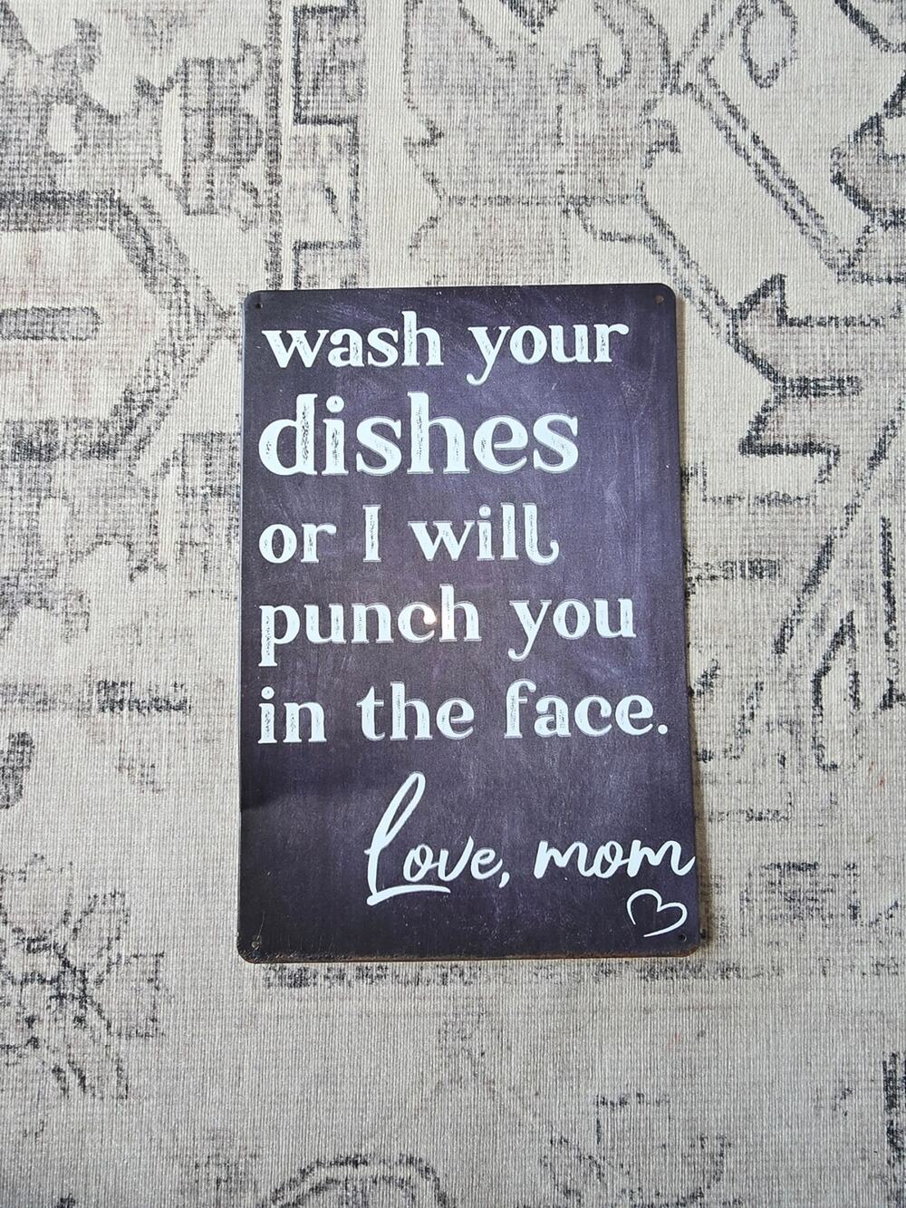 Funny 'Wash Your Dishes' Decorative Kitchen Sign - Dark Brown